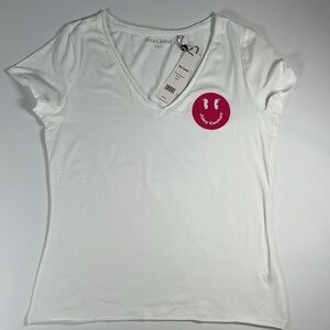 NWT Juicy Couture White Short Sleeve V-Neck Tee Small